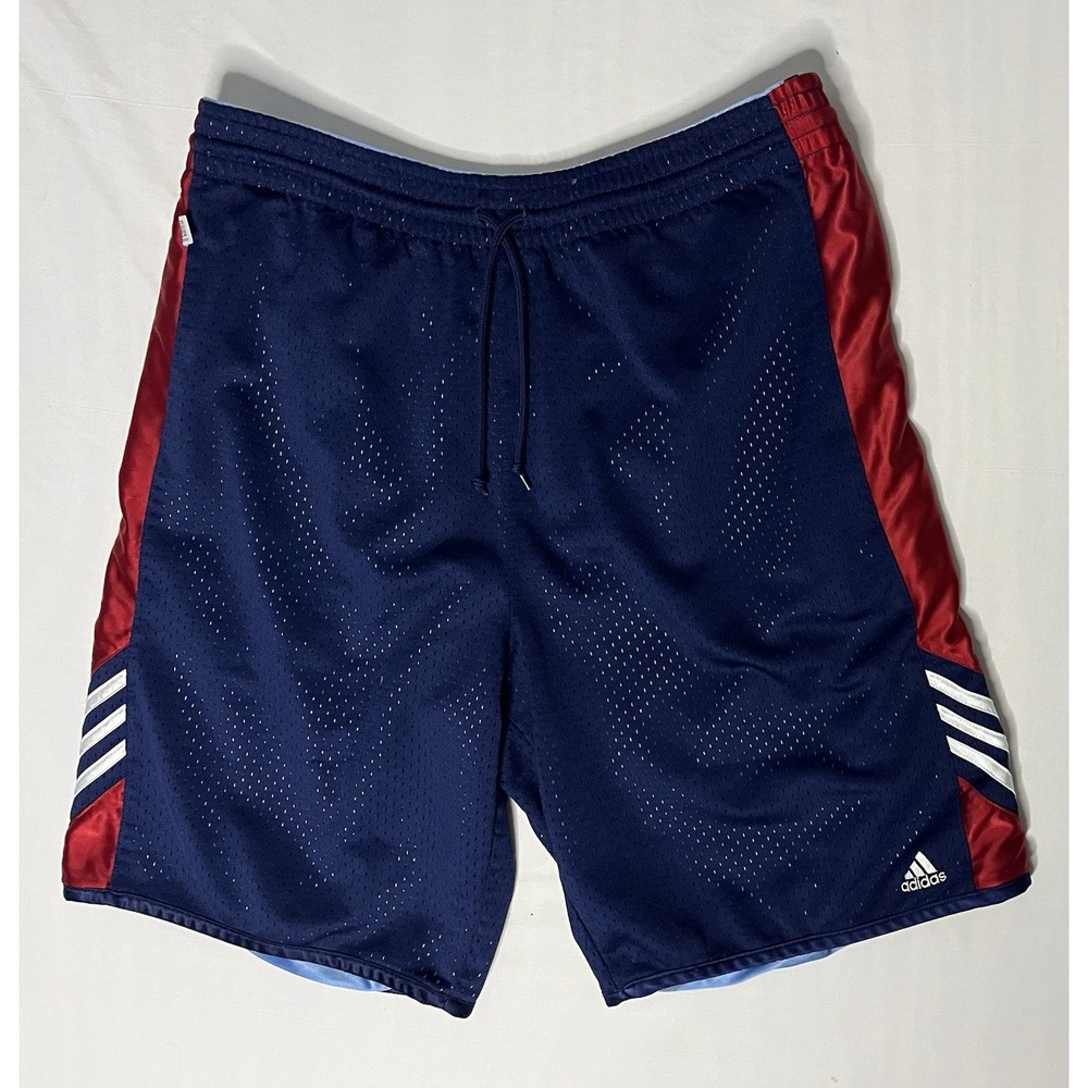 Vintage Adidas Reversible Basketball Shorts Men's Size Large No Tag Blue Baggy